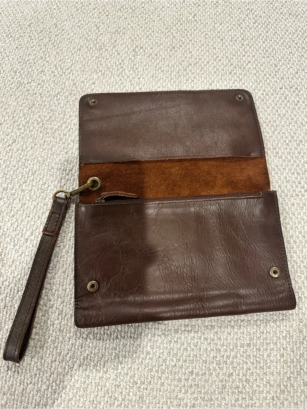 Men's Brown Leather Wristlet Clutch